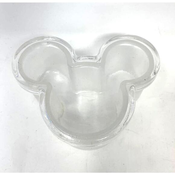 Vintage Mickey Mouse Crystal Satin Frosted Glass Trinket Jewelry Box 5.5"~Disney - Picture 1 of 8